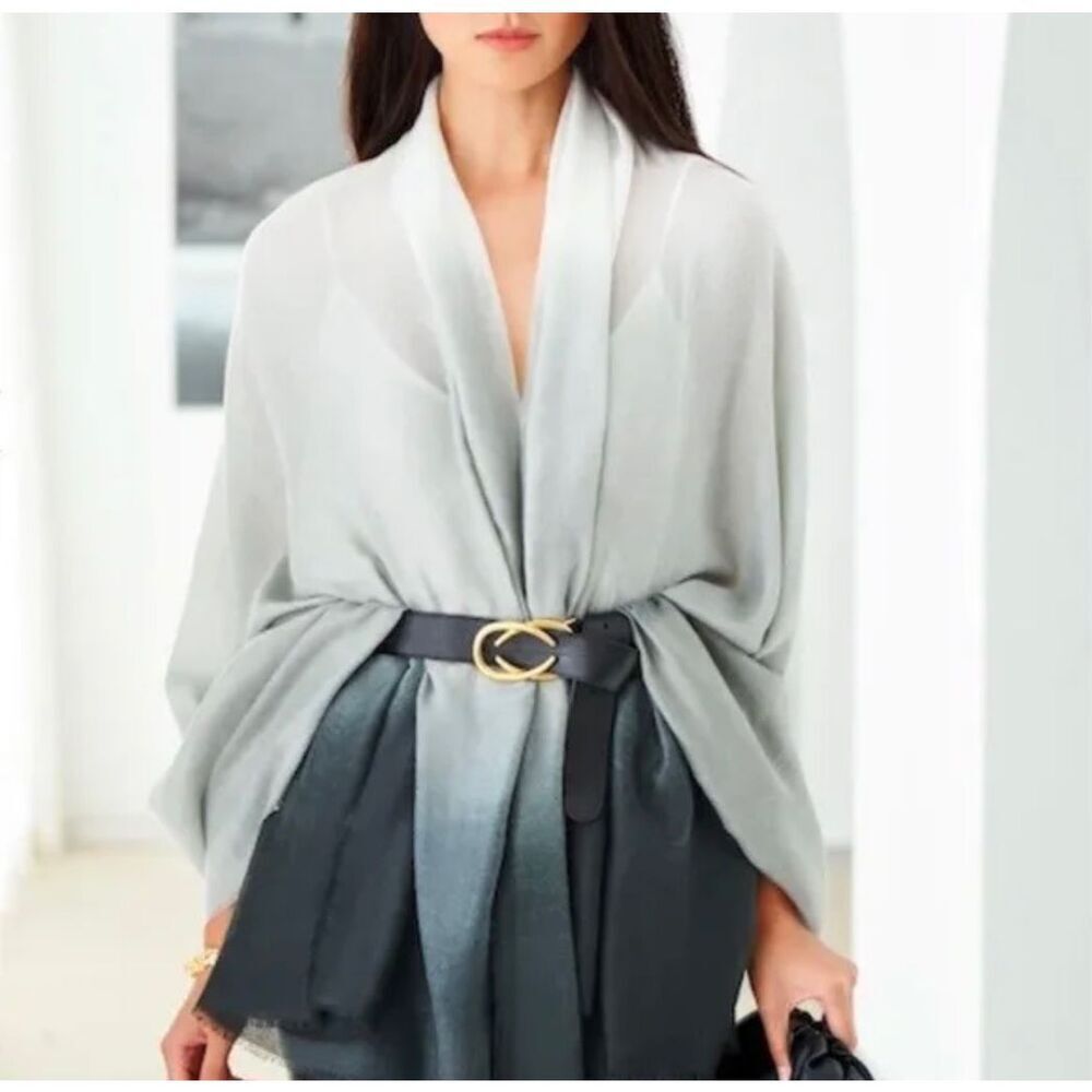 New Cushnie One Size Grey Horizon Ombre Scarf Women's Rachel Zoe Curateur